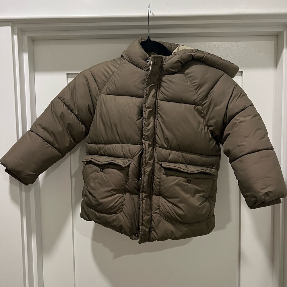 Zara Kids Olive Green Puffer Jacket with Hood